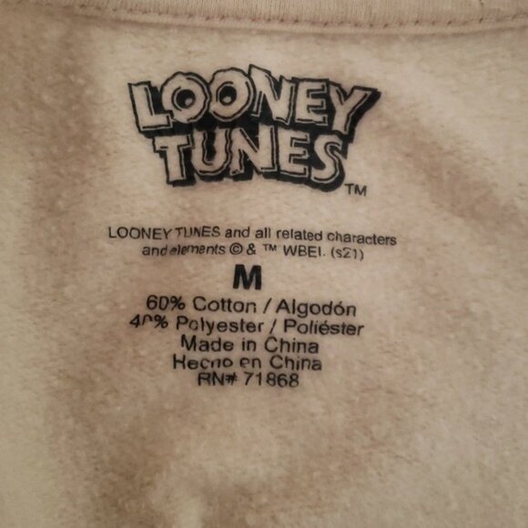 Looney Tunes Womens Graphic Beige Sweater Size M Kidcore Nostalgia‎ Lounge Comfy - Picture 4 of 4